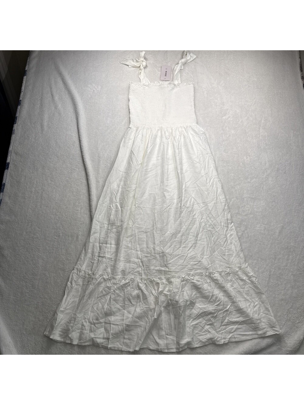 Women's Zesica White Maxi Dress With Ties Size Medium NWT (2365)